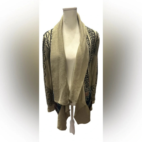 Staring at Stars Beige Geometric Knit Open Front Cardigan | Women's S - Picture 1 of 6